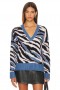 Women Sweaters & Knits | Lovers + Friends Abstract V Neck Sweater Blue Multi Stripe