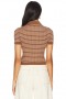 Women Sweaters & Knits | Lovers + Friends Camelia Stripe Short Sleeve Polo Brown & Ivory