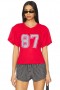 Women T-Shirts | Lovers + Friends Cropped Jersey Top Red