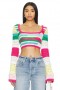 Women Tops | Lovers + Friends Aven Long Sleeve Crop Top Green & Pink Multi