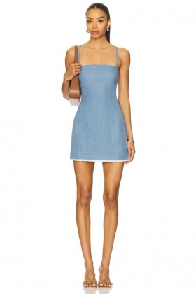 Women Denim | Lovers + Friends Charlette Mini Dress Light Indigo