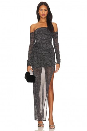 Women Dresses | Lovers + Friends Deidra Maxi Dress Metallic Black