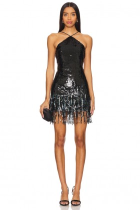 Women Dresses | Lovers + Friends Massima Sequin Fringe Mini Dress Black Sequin