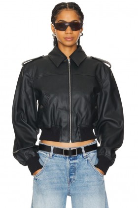 Women Jackets & Coats | Lovers + Friends Dylan Faux Leather Bomber Jacket Black