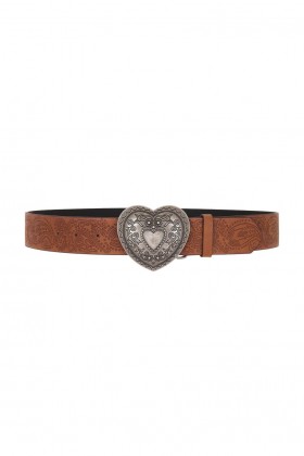 Women | Lovers + Friends Heart Buckle Belt Brown & Silver