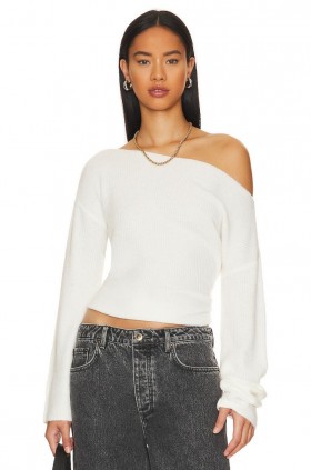 Women Sweaters & Knits | Lovers + Friends Alayah Off Shoulder Sweater White
