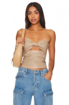 Women Tops | Lovers + Friends Daxton Faux Leather Top Beige Neutral