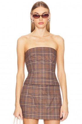 Women Tops | Lovers + Friends Leah Top Brown Plaid Multi