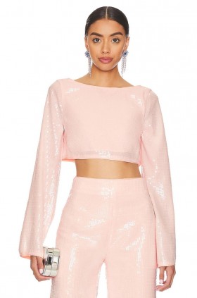 Women Tops | Lovers + Friends Leighton Sequin Top Champagne Pink