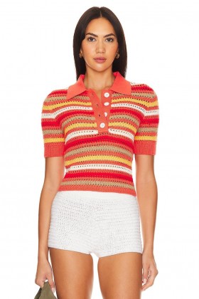 Women Tops | Lovers + Friends Lucia Polo Top Summer Red