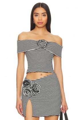 Women Tops | Lovers + Friends Luna Top Black & White