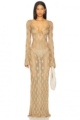  Vestidos Femininos | Vestido Maxi Torin Dourado da Lovers + Friends