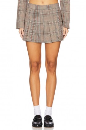  Saias femininas | Saia Bonnie xadrez marrom multicolorida da Lovers + Friends