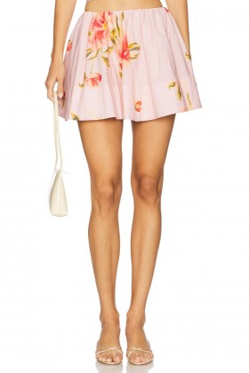  Saias femininas | Saia curta floral rosa Nola com pétalas da Lovers + Friends