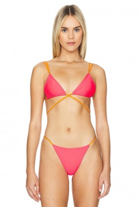  Maiôs e Saídas de Praia Femininas | Top Serene Sunset da Lovers + Friends, vermelho e laranja