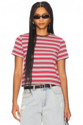  Blusas femininas | Lovers + Friends Liana Tee Vermelha com Listras Multicor