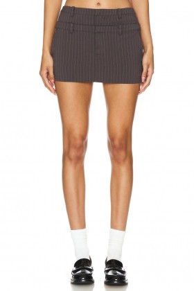  Dameskjørt | Lovers + Friends Ashley Miniskjørt Grå Pinstripe