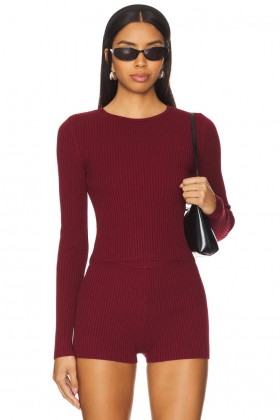  Dametopper | Lovers + Friends Aine Knit Crewneck Burgunder