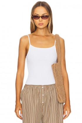  Dametopper | Lovers + Friends Ribbet Firkantet Hals Bodysuit Hvit