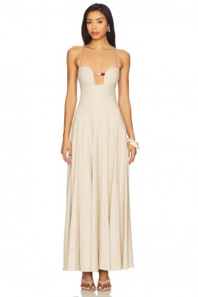  Sukienki damskie | Sukienka Jolene Maxi Lovers + Friends, lniana, neutralna