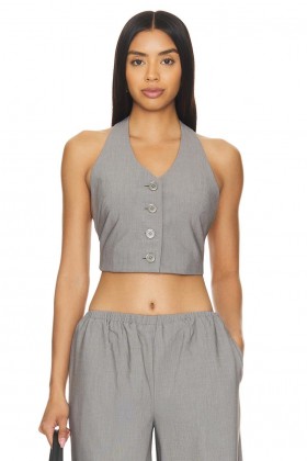  Bluzki damskie | Lovers + Friends Amanda Vest Charcoal Gray
