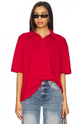  Bluzki damskie | Lovers + Friends Tara Polo Top Cherry Red
