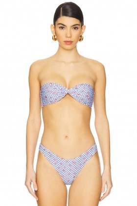  Costume de baie și costume de baie pentru femei | Lovers + Friends Top Desarae, albastru și roșu, cu imprimeu floral