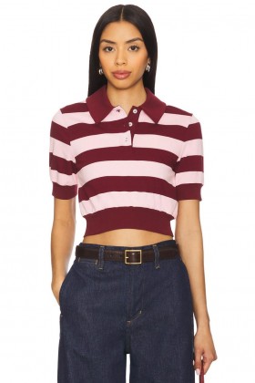  Topuri pentru femei | Lovers + Friends Carrine Polo Top maro și roz