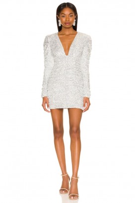  Rochii de damă | Rochie mini cu imprimeu ghimbir Lovers + Friends, argintie