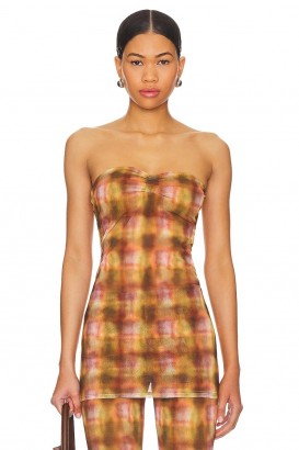 여성 상의 | 연인 + 친구 멜 탑 브라운 플레드