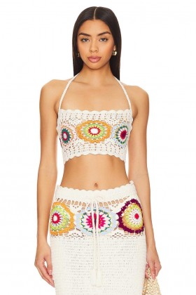  Ženski topovi | Lovers + Friends Kestrel Heklani top Tropical Multi