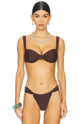  Kadın Mayo ve Mayo Üstleri | Lovers + Friends Chasing Sunsets Top Koyu Kahverengi