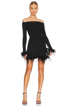  Vestidos de mujer | Vestido corto de punto con plumas Ellerie de Lovers + Friends, negro
