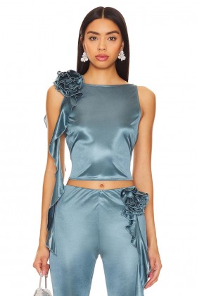 Tops de mujer | Top Giulia de Lovers + Friends, color verde azulado gris