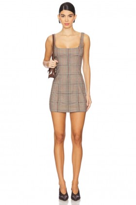  Damesjurken | Lovers + Friends Bonnie Minijurk Bruin Geruit Multi