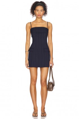  Damesjurken | Lovers + Friends Erin Mini-jurk Marineblauw Krijtstreep