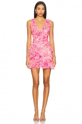  Damesjurken | Lovers + Friends Lucia Mini-jurk Roze Bloemen Multi