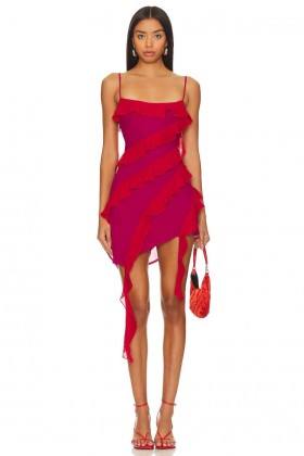  Damesjurken | Lovers + Friends Marisol Mini-jurk Roze & Rood