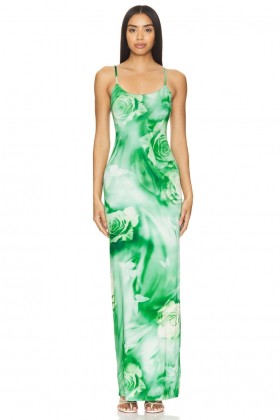  Damesjurken | Lovers + Friends Zura Maxi-jurk met groene rozenwerveling