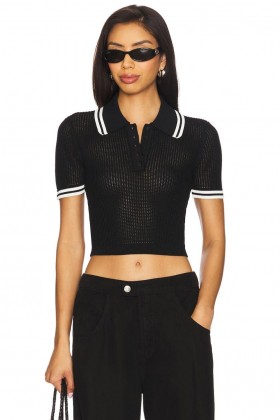  Dames Tops | Lovers + Friends Orsola Polo met korte mouwen, zwart