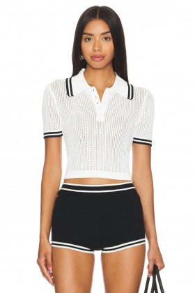  Dames Tops | Lovers + Friends Orsola Polo met korte mouwen, wit