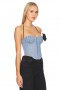  Damenoberteile | Lovers + Friends Domino Bustier-Top aus blauem Tweed