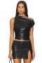  Damenoberteile | Lovers + Friends Noa Kunstleder-Top Schwarz
