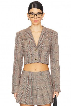  Damenjacken & -mäntel | Lovers + Friends Bonnie Cropped Blazer Braun Kariert Mehrfarbig