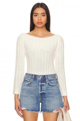  Damenpullover & Strickwaren | Lovers + Friends Langarmpullover mit fallender Nadelung, Elfenbein