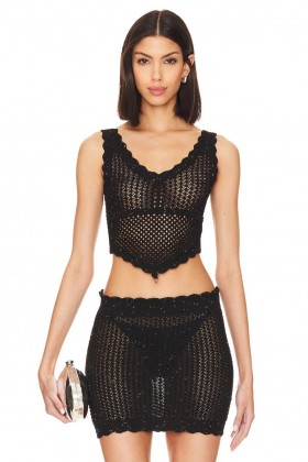  Damen-Bademode & Strandkleider | Lovers + Friends Renata Strick-Glitzertop Schwarz