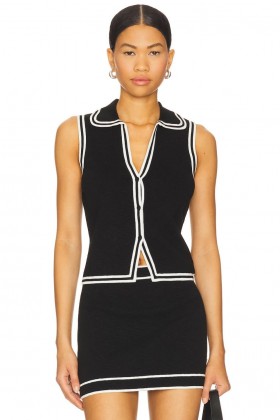  Damen-Tops | Lovers + Friends Azariah Strickweste Schwarz & Weiß