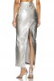  Γυναικείες Φούστες | Lovers + Friends Monique Faux Leather Maxi Φούστα Ασημί Μεταλλική